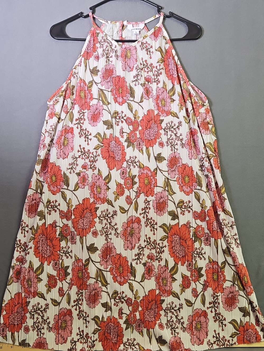 Steve Madden Cream A-Line Skirt with Pink & Coral Floral Print